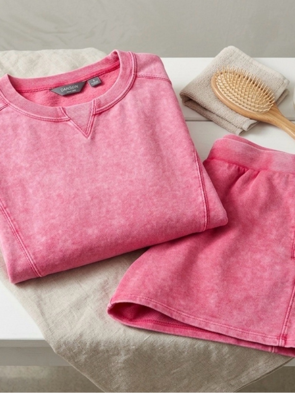 Danskin Pink Women’s Two-Piece Lounge Set - Sweatshirt & Shorts
